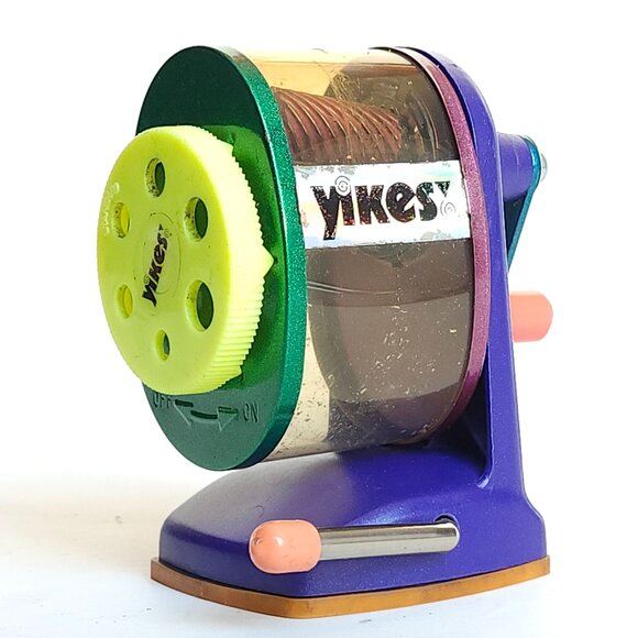 VINTAGE 90s Yikes Neon Pencil Sharpener Desk 1990s USA Nickelodeon-Style Retro - Picture 1 of 9
